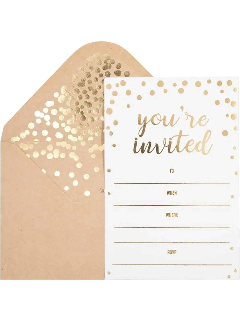 Elegant Gold Foil Invitation Cards - 50 Pack for Weddings, Showers & Birthdays